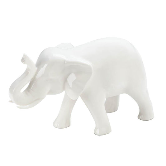 Sleek White Ceramic Elephant