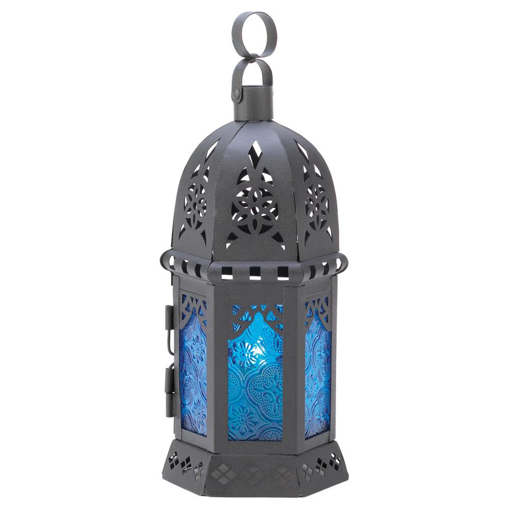 Blue Glass Moroccan Style Lantern